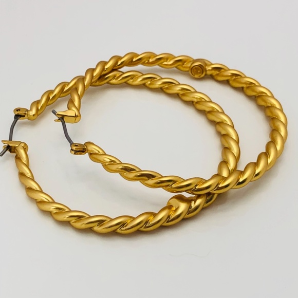 Tory Burch Jewelry New 8k Gp Tory Burch Torsade Twisted Braid Hoops